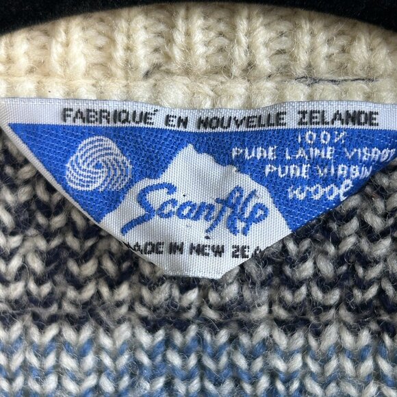 Scan Alp New Zealand Vintage Nordic Fair Isle 100% Wool Cardigan Sweater Pewter - Picture 7 of 11